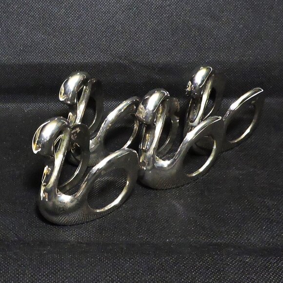 Set Of 4 Silver Plated Swan Napkin Holders Dining Table Place Settings - Picture 1 of 3